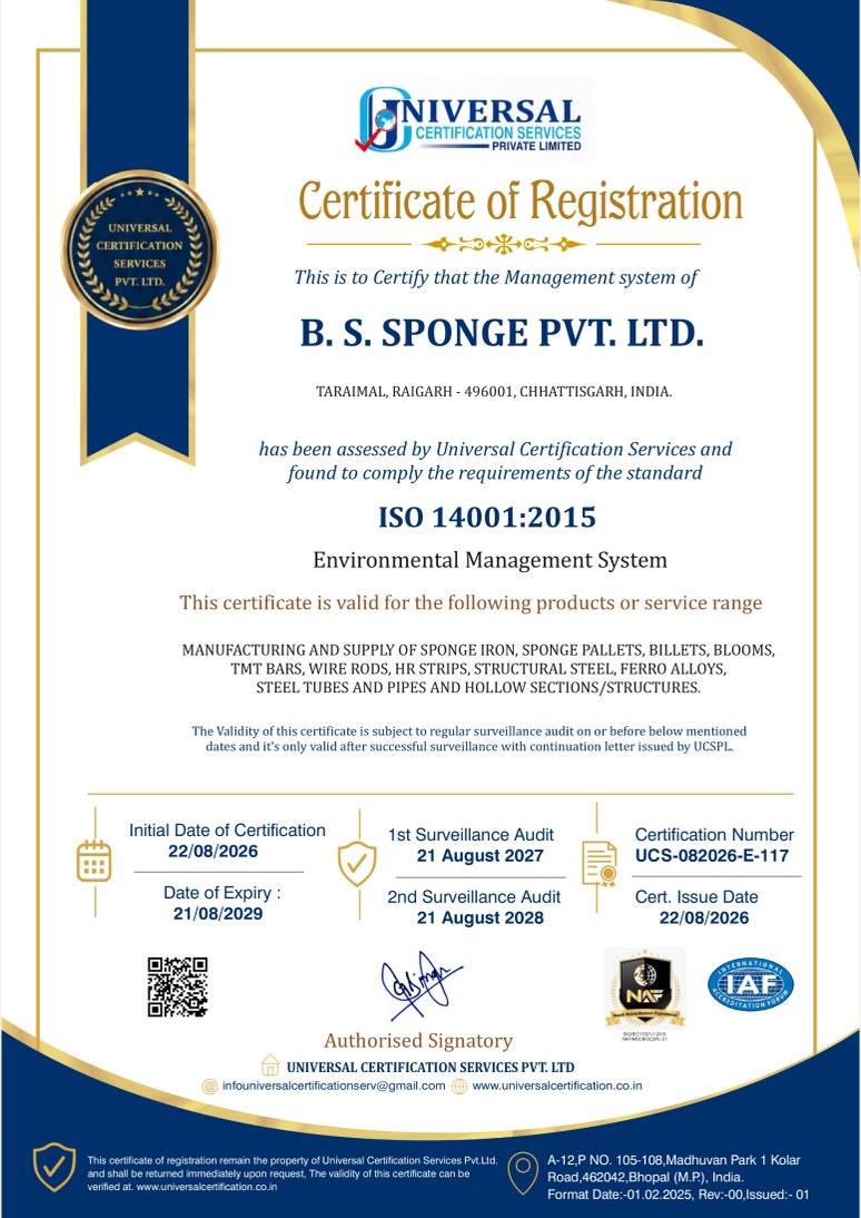 ISO 14001:2015 Environmental Management System certificate